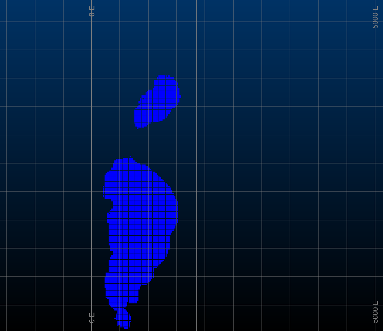 Imported block model displayed in Datamine