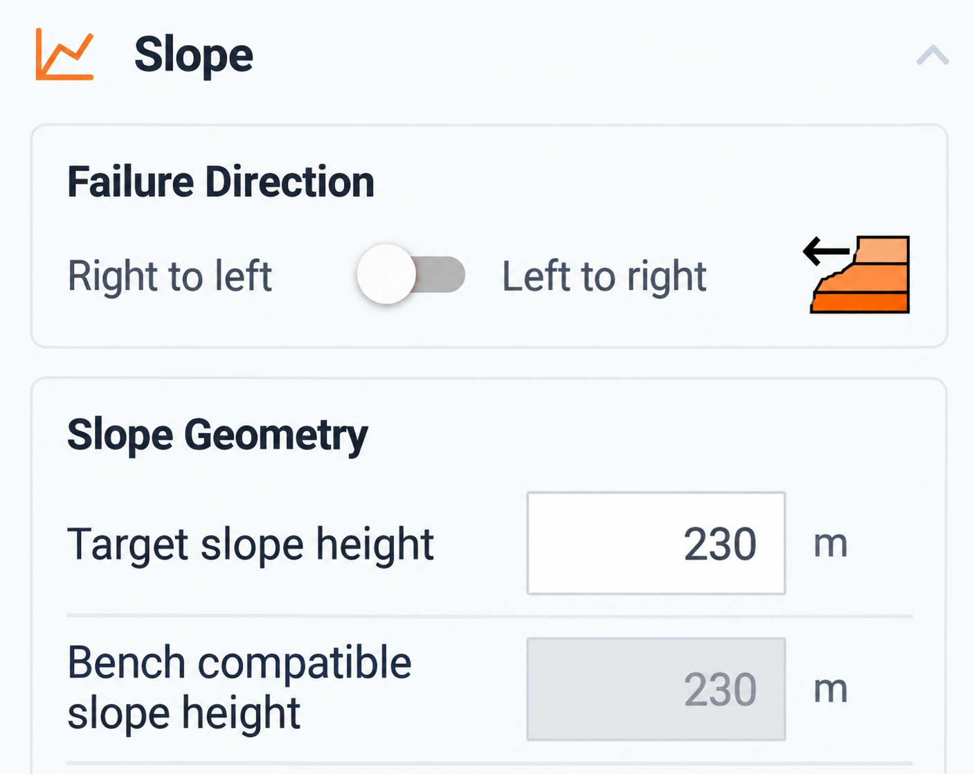 Target and bench-compatible heights both equal to 230 metres