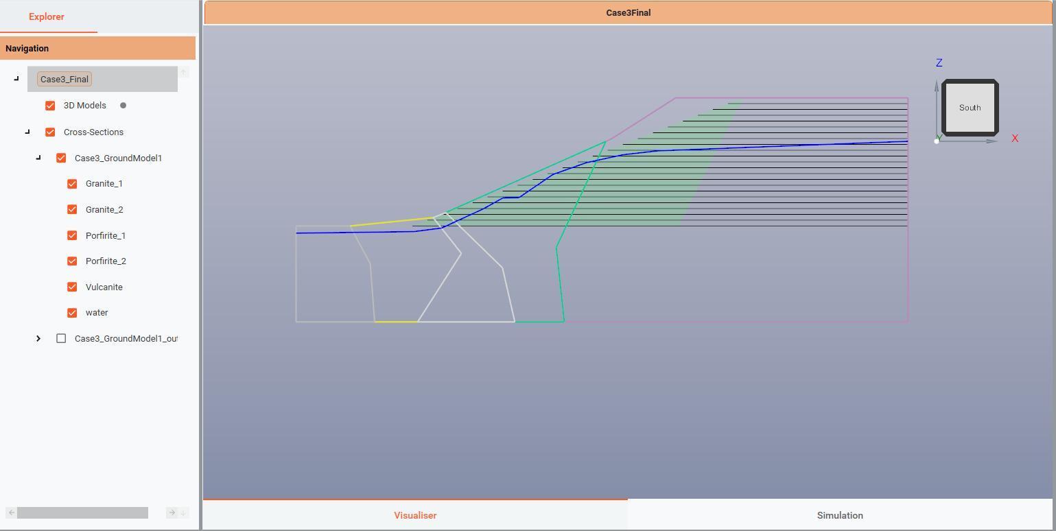 Layered ground model used for Case 3a in the Visualiser