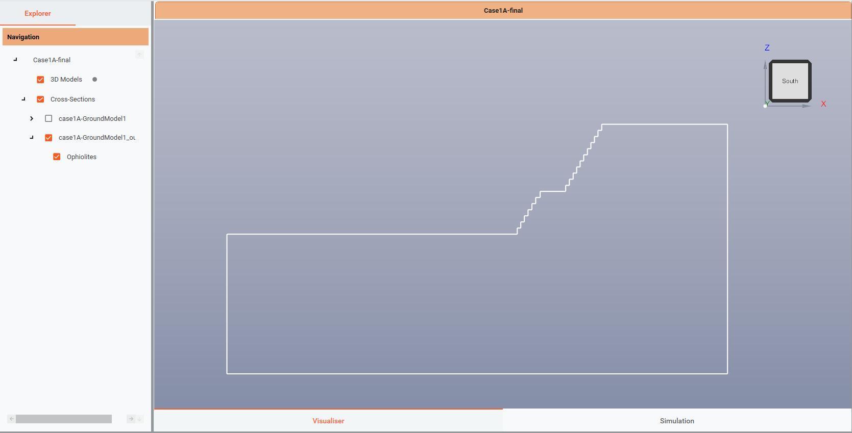 The newly created stepped output section in the Visualiser